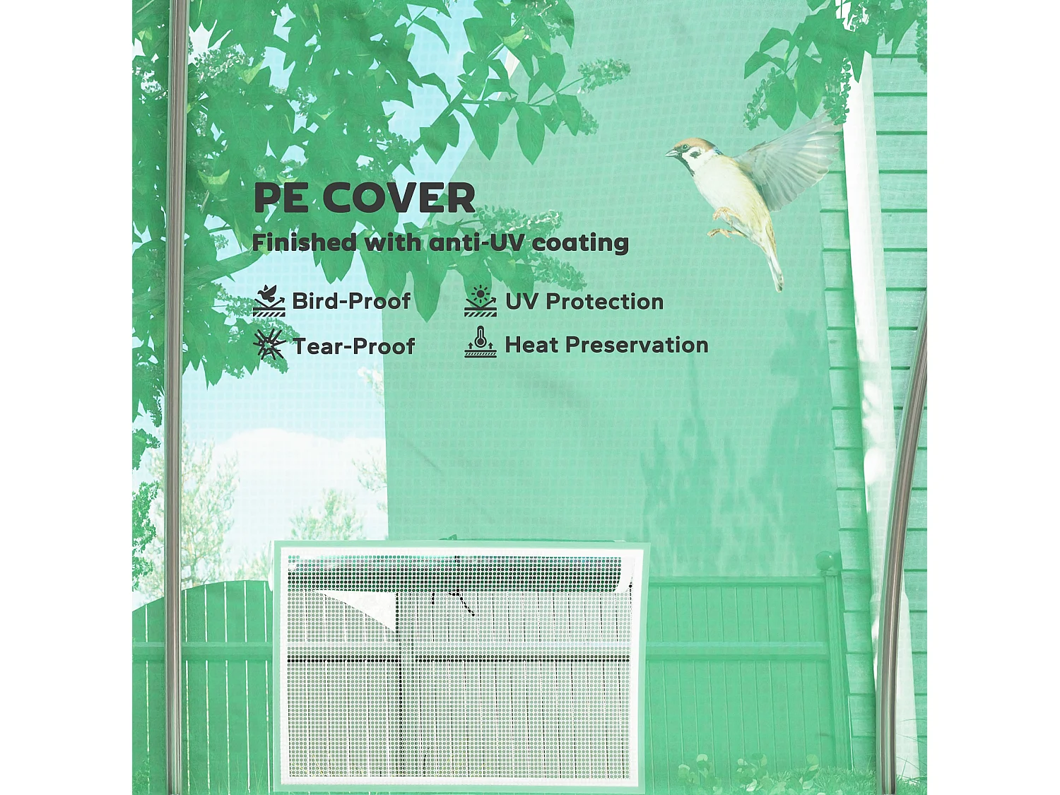 Serre tunnel 24m² dim. 8L x 3l x 2H m - 16 fenêtres, porte zippée - acier galvanisé PE haute densité vert