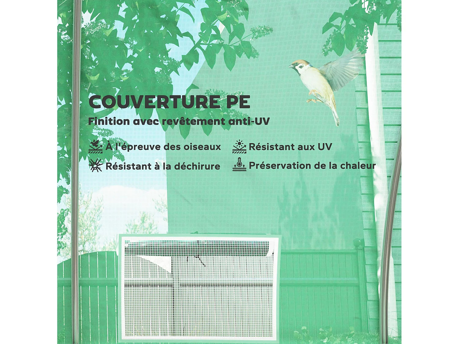 Serre tunnel 24m² dim. 8L x 3l x 2H m - 16 fenêtres, porte zippée - acier galvanisé PE haute densité vert