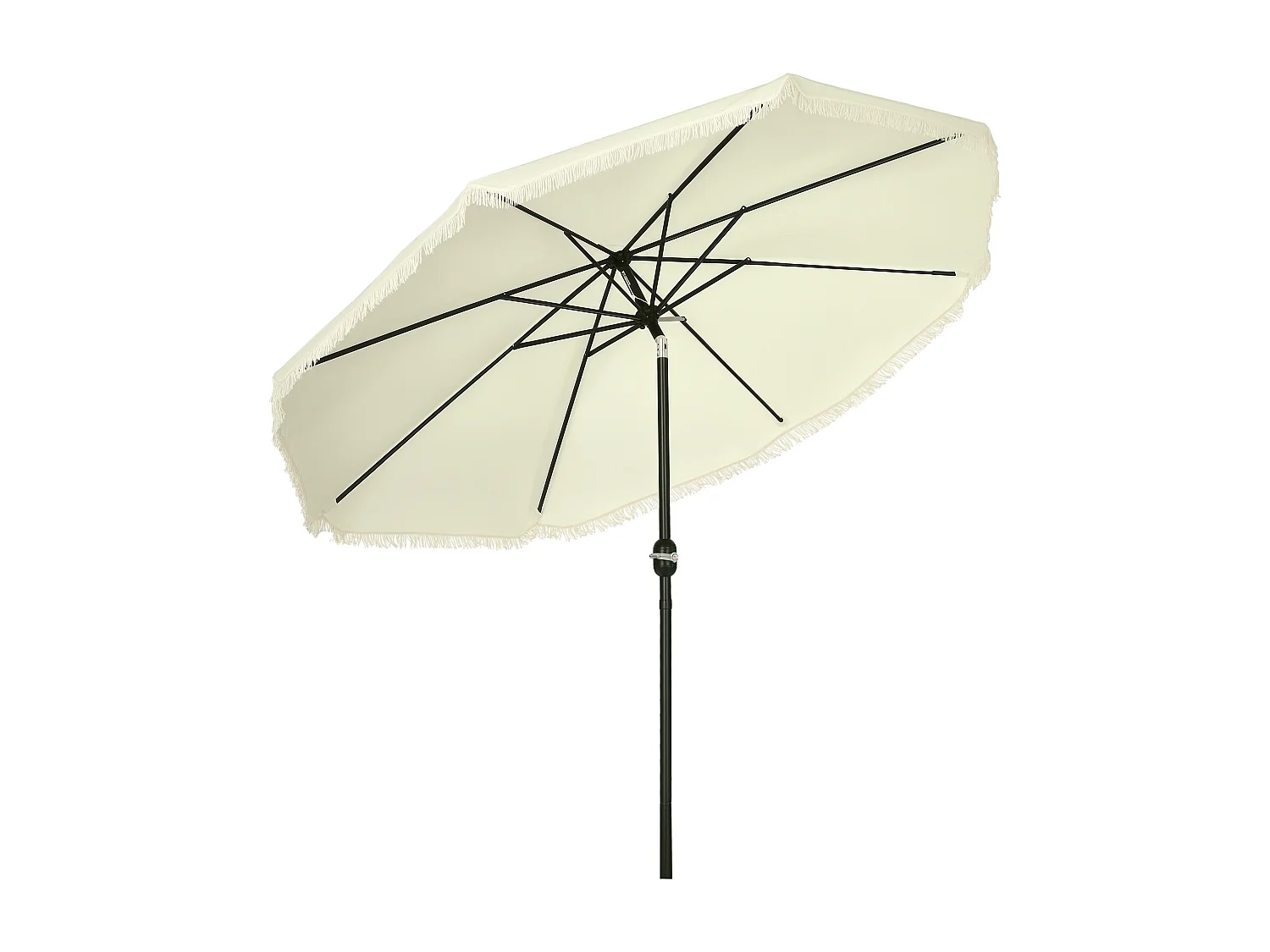 Parasol octogonal inclinable Ø 2,68 x 2,32H m mât acier noir polyester haute densité 180 g/m² crème