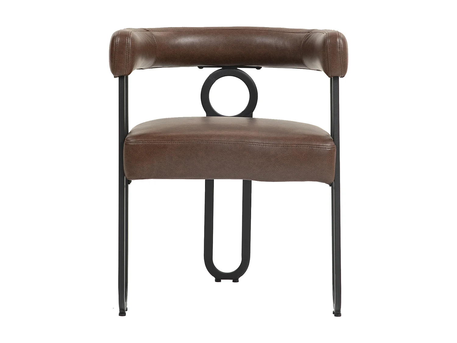 Juego de 2 Sillas de Comedor, con Respaldo Redondo, para Comedor, Salón, Dormitorio, Oficina, Piel Marrón