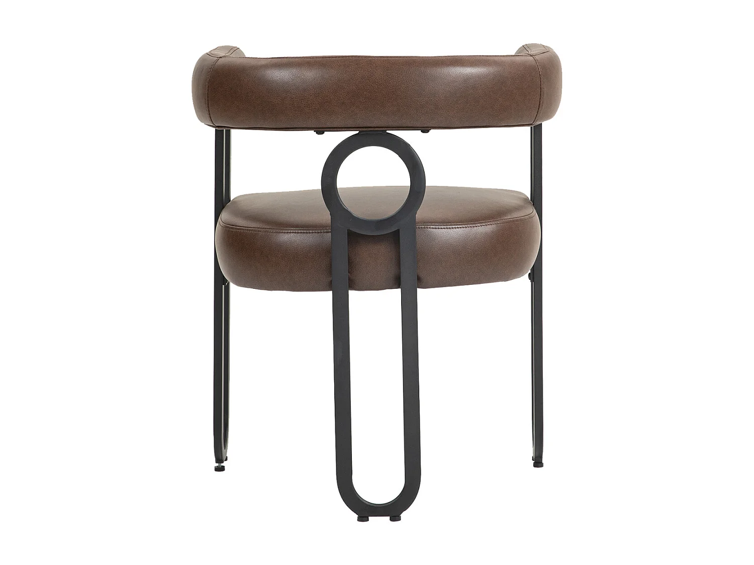 Juego de 2 Sillas de Comedor, con Respaldo Redondo, para Comedor, Salón, Dormitorio, Oficina, Piel Marrón