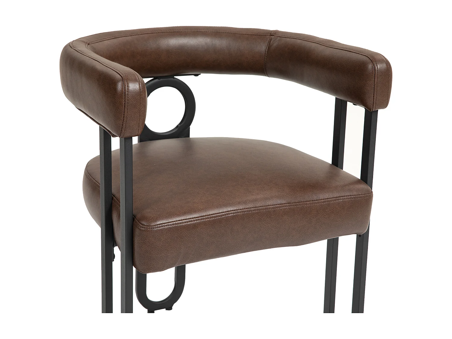 Juego de 2 Sillas de Comedor, con Respaldo Redondo, para Comedor, Salón, Dormitorio, Oficina, Piel Marrón