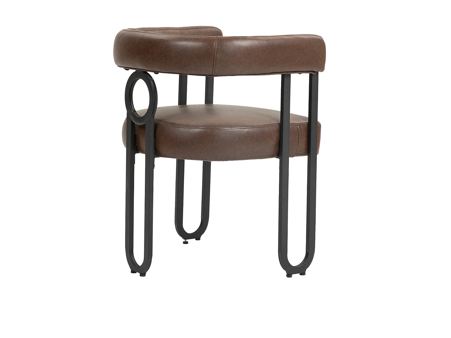 Juego de 2 Sillas de Comedor, con Respaldo Redondo, para Comedor, Salón, Dormitorio, Oficina, Piel Marrón