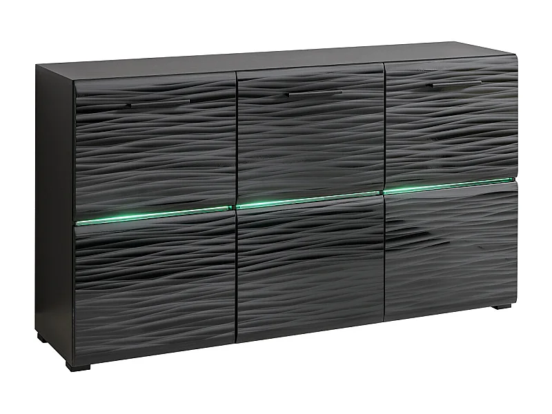 Buffet Bahut Ninja Neuf Effet 3D illuminé par LEDS Commode Noir