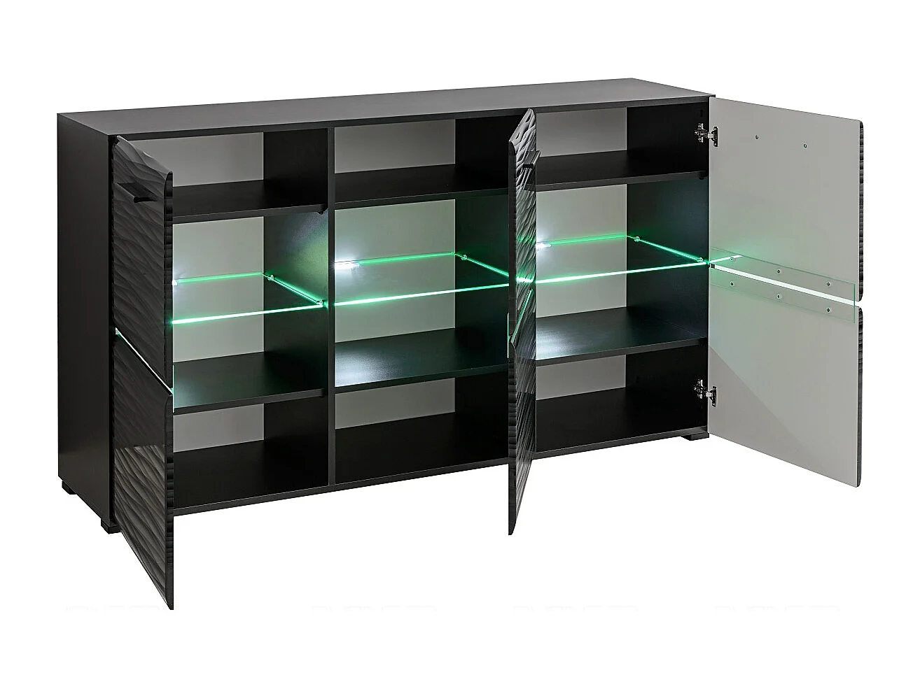 Buffet Bahut Ninja Neuf Effet 3D illuminé par LEDS Commode Noir