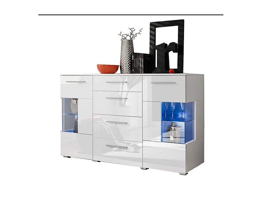 Bahut buffet profond CRYSTAL laqué blanc LED