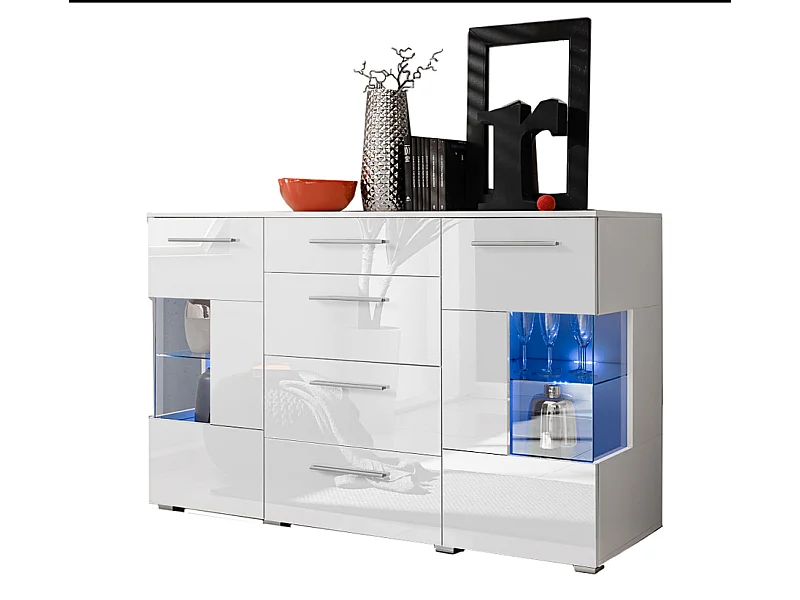 Bahut buffet profond CRYSTAL laqué blanc LED