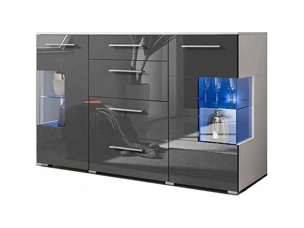 Bahut buffet profond CRYSTAL laqué gris LED