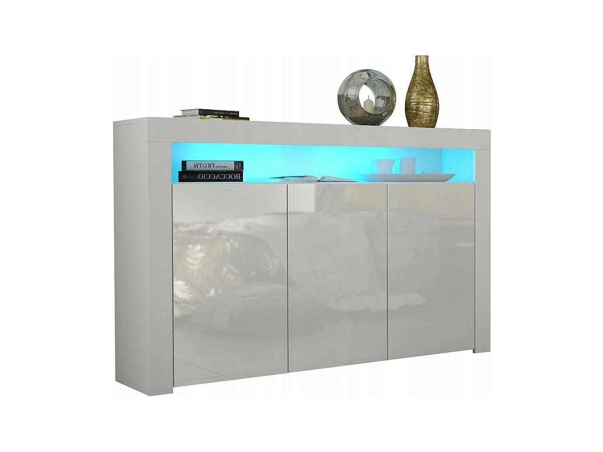 Buffet JIVE 145 cm blanc laqué avec LEDS