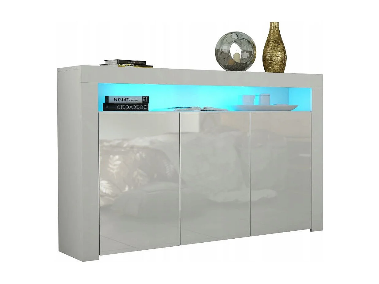 Buffet JIVE 145 cm blanc laqué avec LEDS