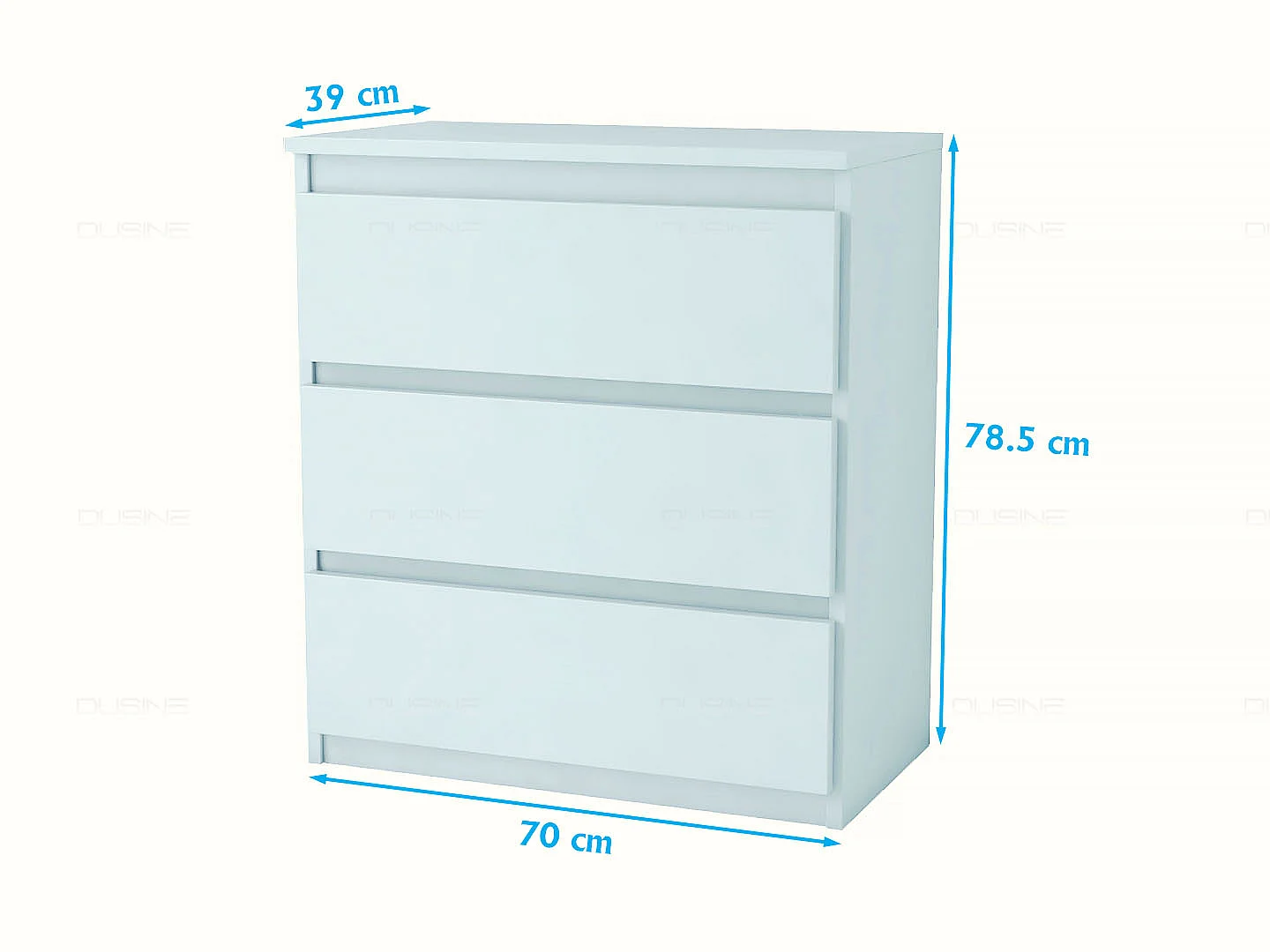 Buffet bahut Issa 70 cm Caisson Blanc MAT avec 3 Tiroirs en 18 mm