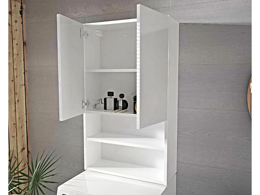 Laveo - Meuble mural pour machine à laver en BLANC laqué 60 cm