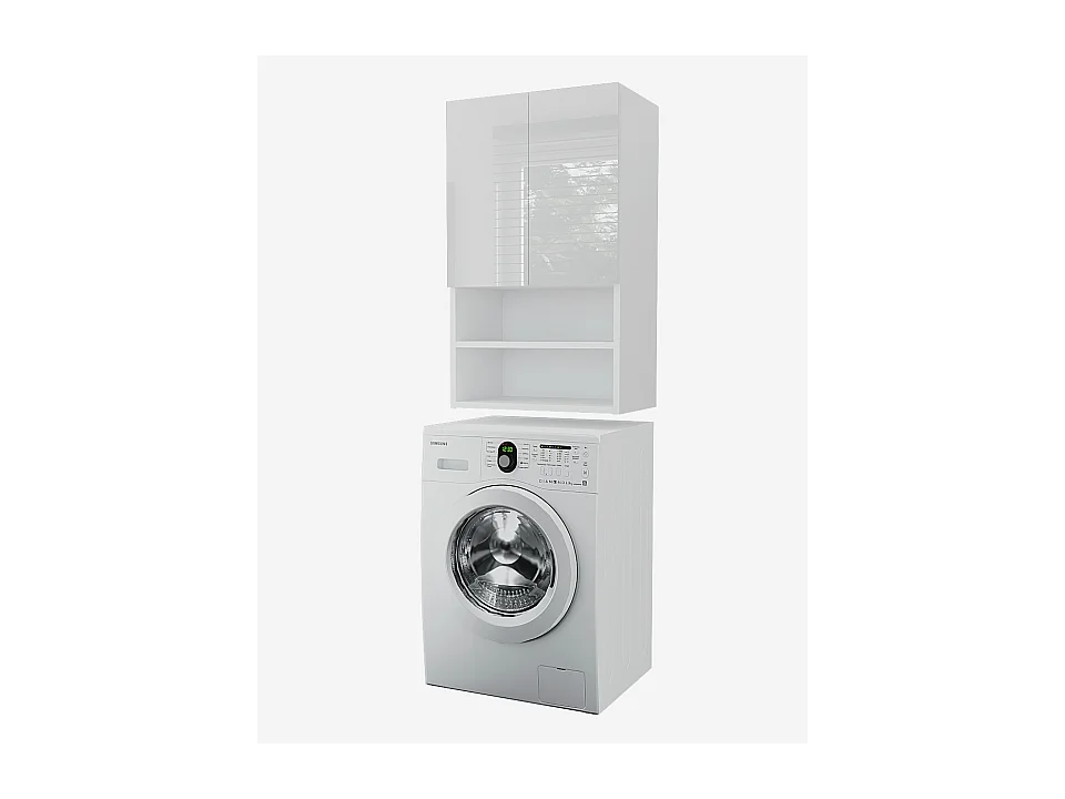 Laveo - Meuble mural pour machine à laver en BLANC laqué 60 cm