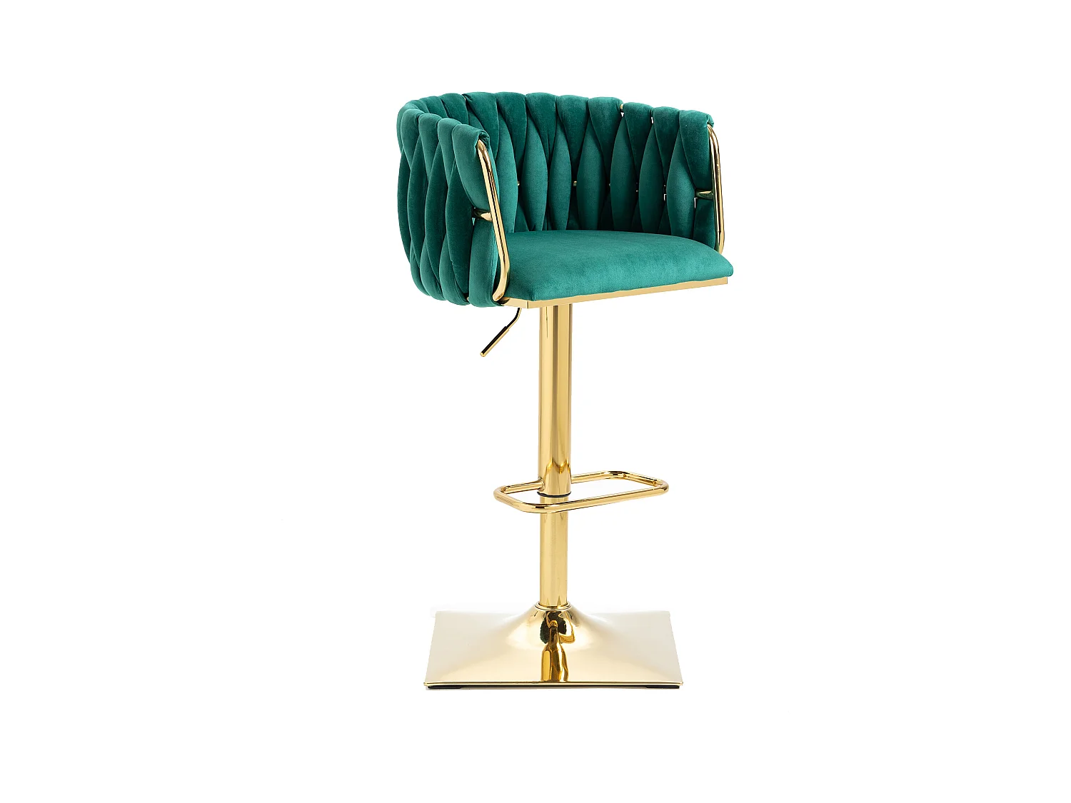 2er-Set Barhocker, drehbar, höhenverstellbar mit Rückenlehne und Fußstütze, Metallgestell, 53x51x83-105cm, grün