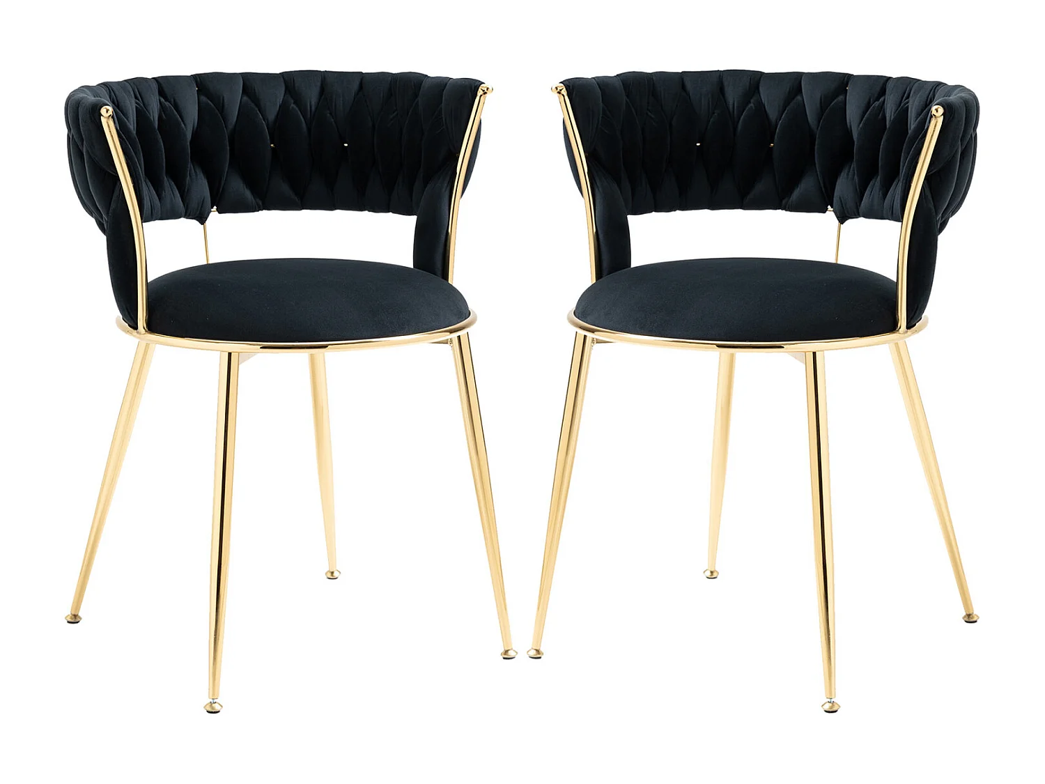 Set mit 2 Esszimmerstühlen 22,44 x 21,65 x 27,56 Zoll – Loungesessel mit Samtakzent und schwarzen Metallbeinen