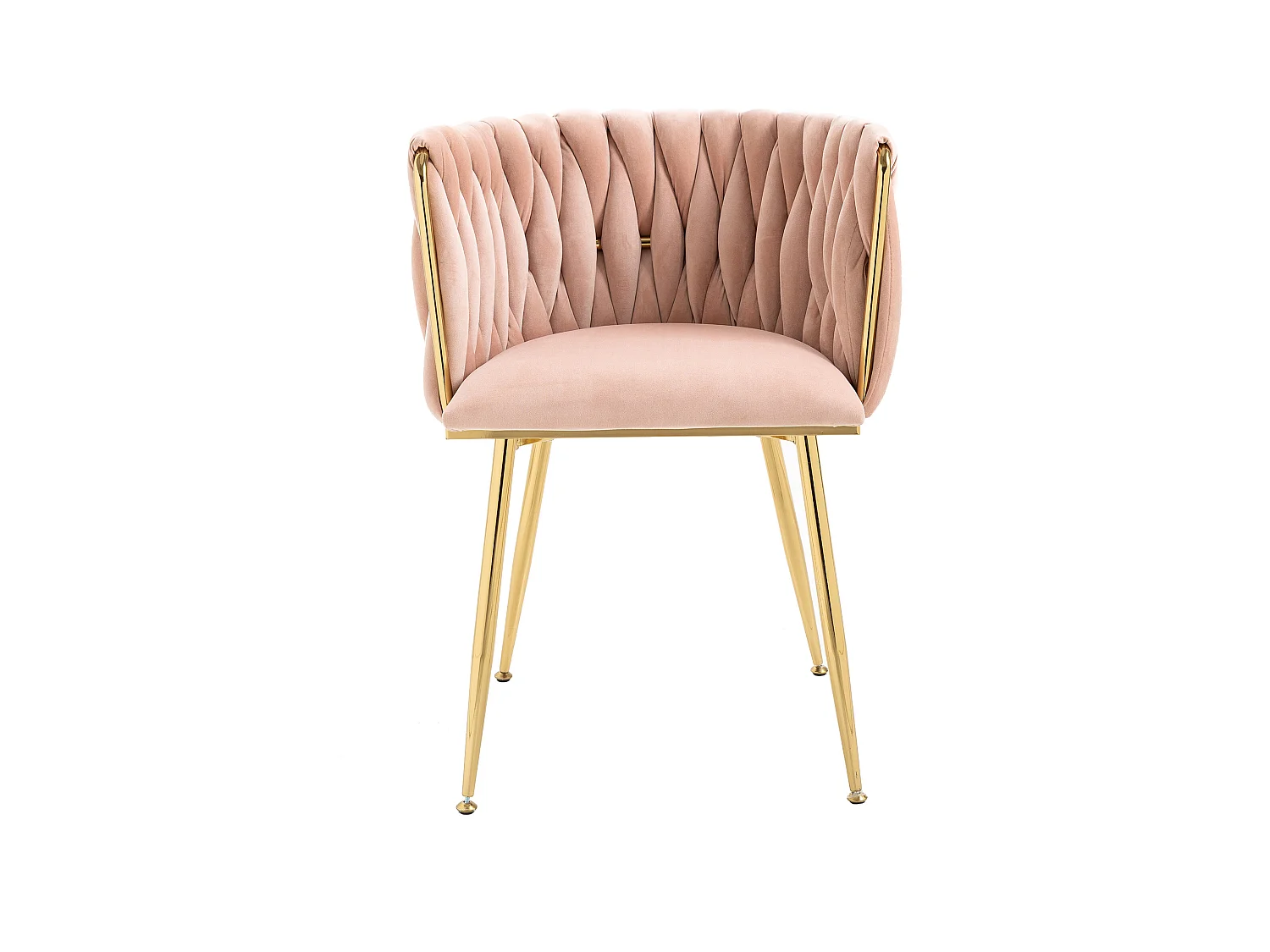 Lot de 2 chaises de salle à manger, chaises de loisirs, chaise d'appoint en velours, avec pieds en métal et en fer, rose