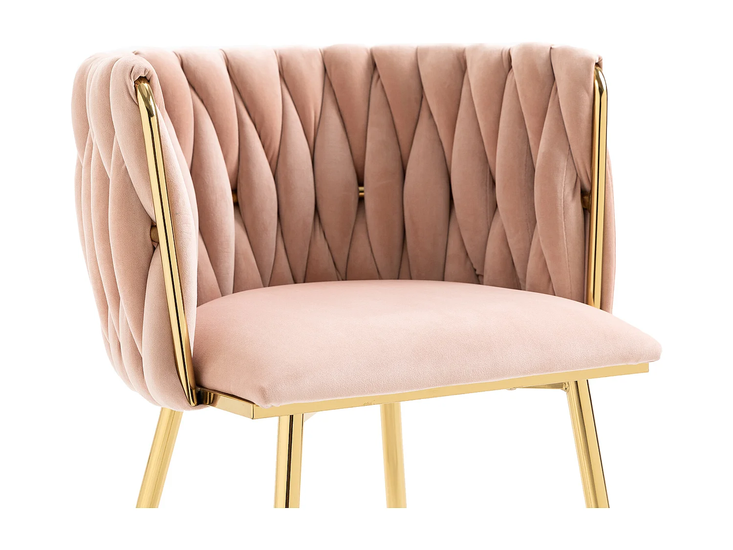 Lot de 2 chaises de salle à manger, chaises de loisirs, chaise d'appoint en velours, avec pieds en métal et en fer, rose