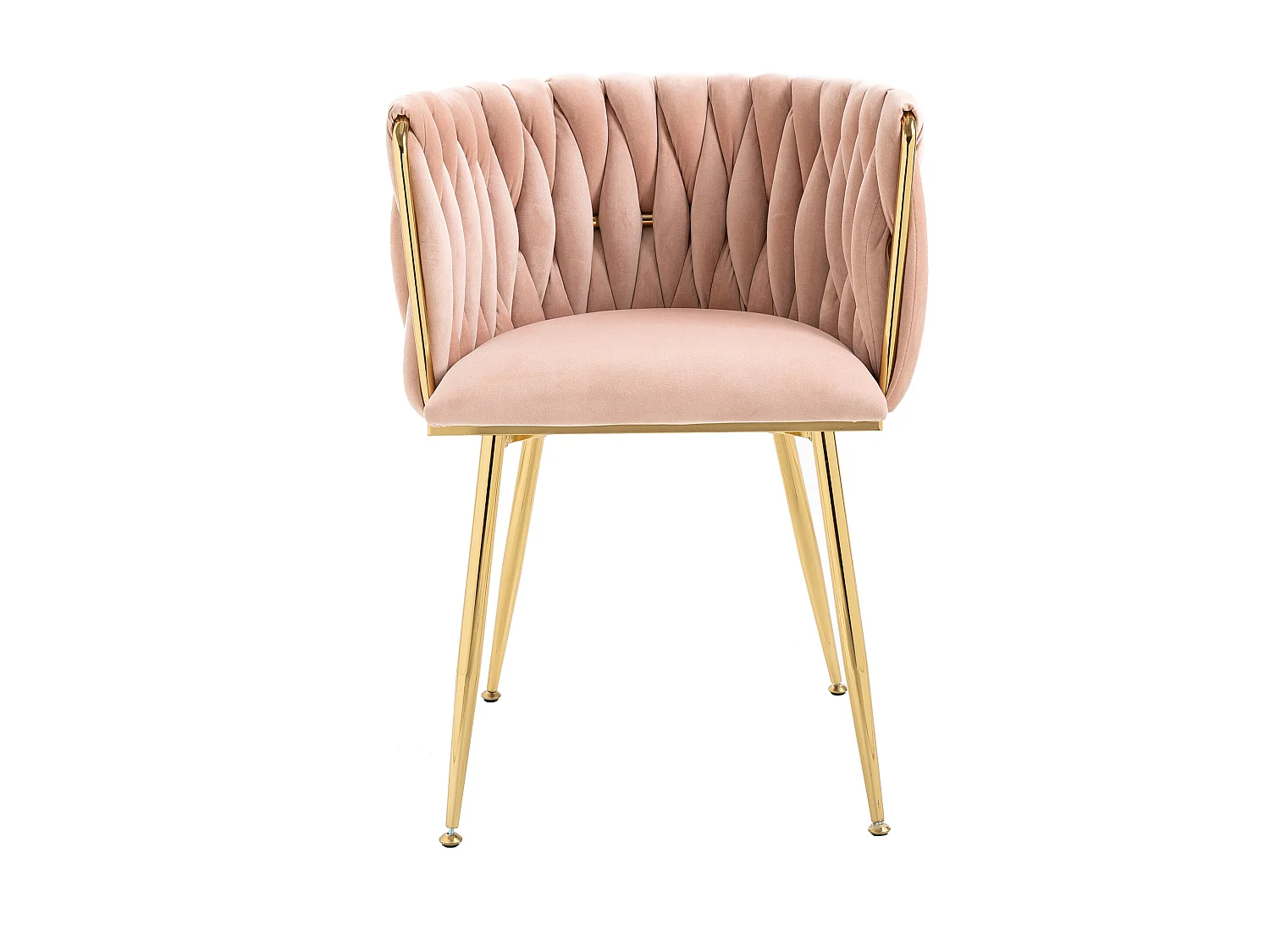 Lot de 2 chaises de salle à manger, chaises de loisirs, chaise d'appoint en velours, avec pieds en métal et en fer, rose