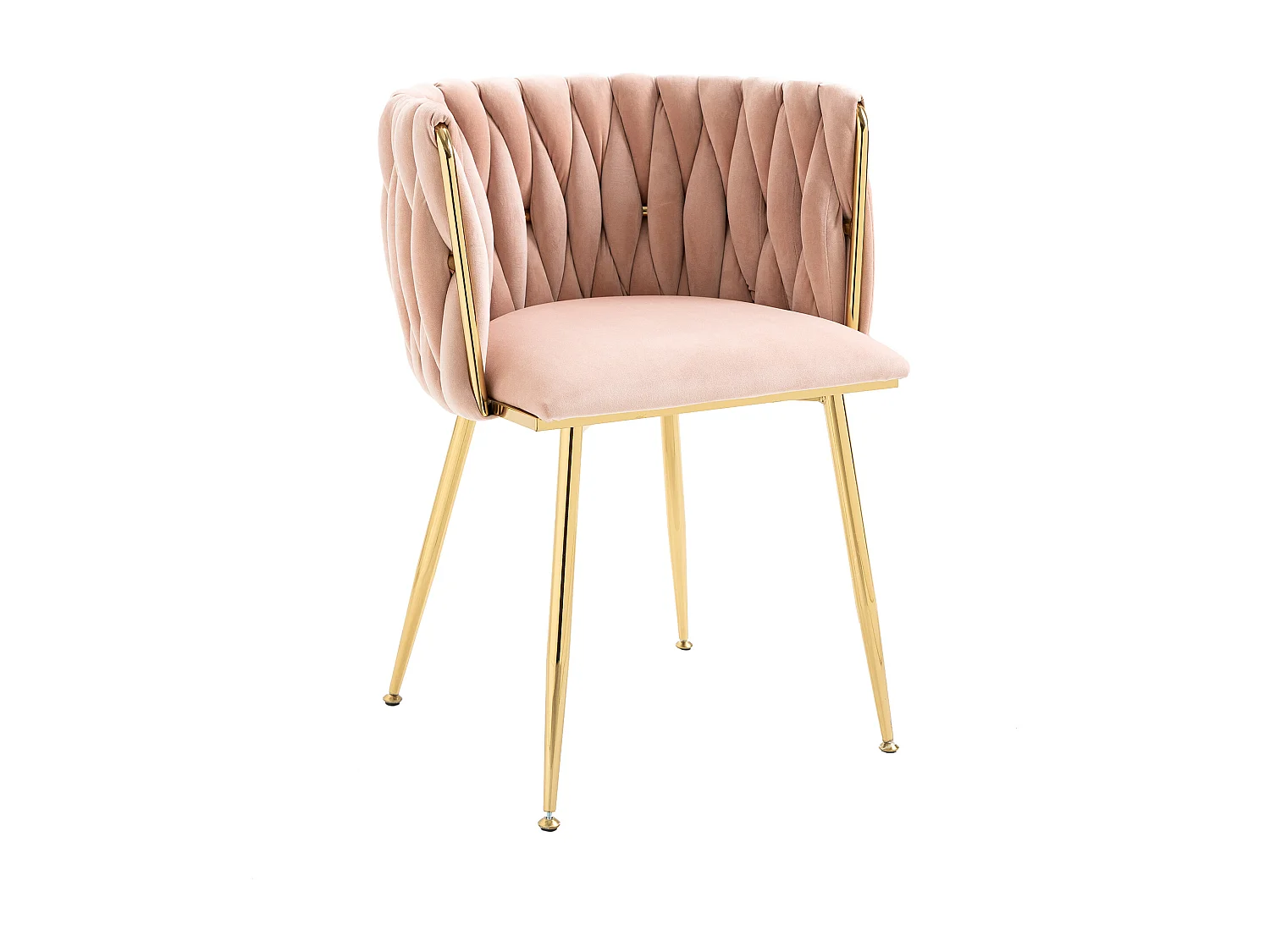 Lot de 2 chaises de salle à manger, chaises de loisirs, chaise d'appoint en velours, avec pieds en métal et en fer, rose