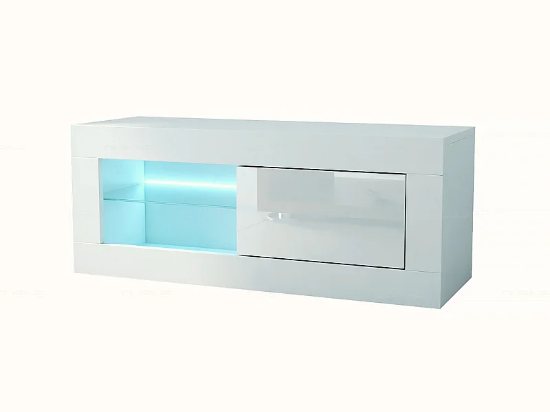 Petit meuble TV Iconik avec LED 100 CM en 18 MM avec porte laquée