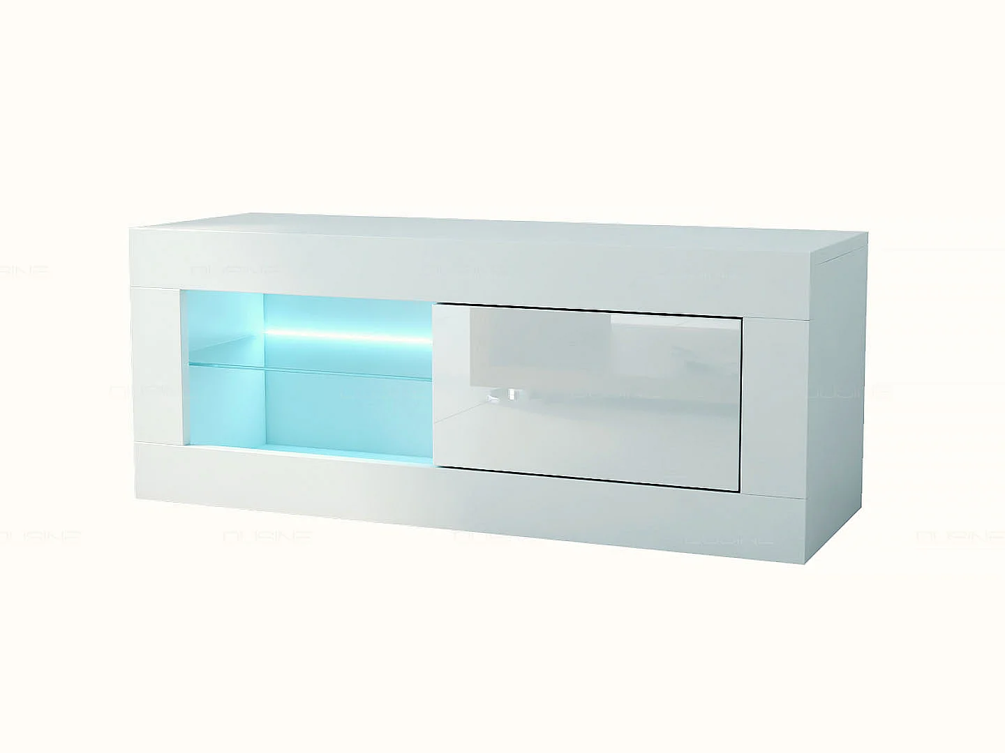 Petit meuble TV Iconik avec LED 100 CM en 18 MM avec porte laquée