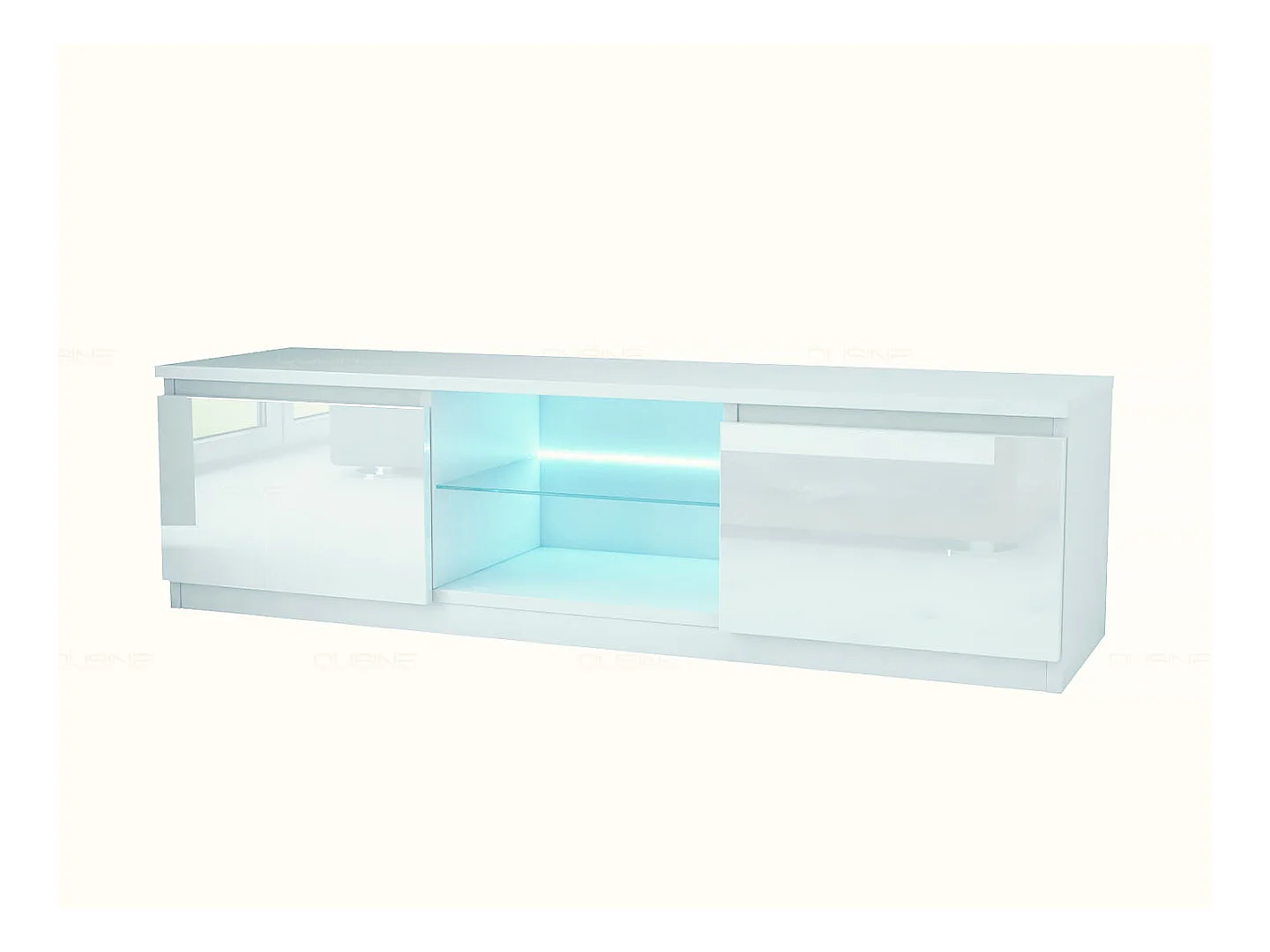 Meuble TV Kiffa LED 140 CM en 18 MM avec portes laquées