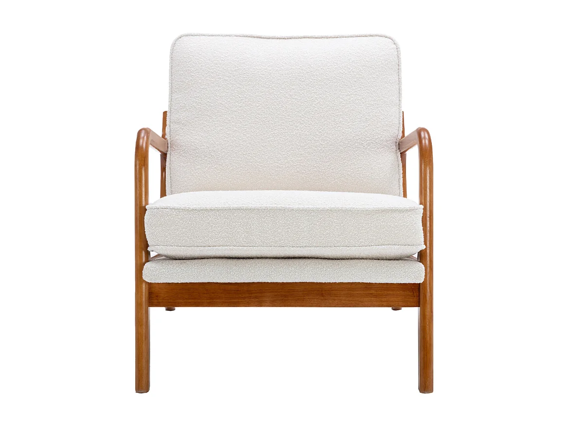 Chenille-Sessel, Holzrahmen, moderner Akzent-Loungesessel für das Wohnzimmer, 65 x 80 x 76 cm, Beige