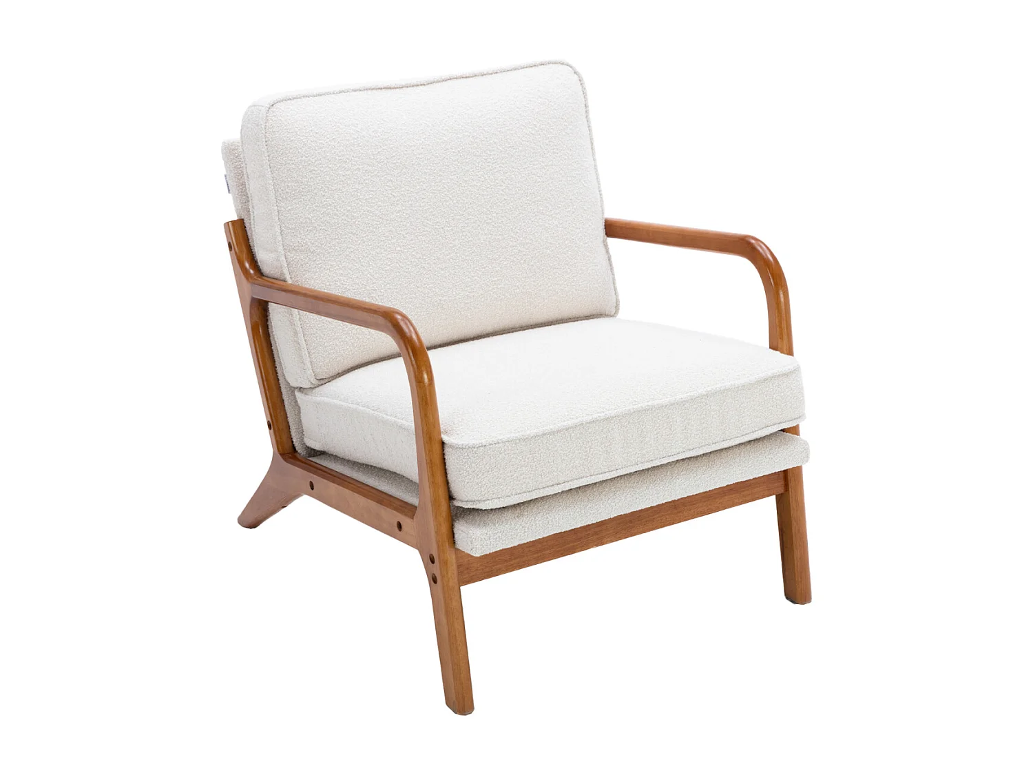 Chenille-Sessel, Holzrahmen, moderner Akzent-Loungesessel für das Wohnzimmer, 65 x 80 x 76 cm, Beige