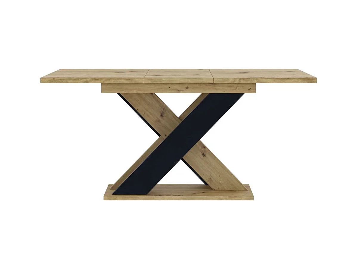 TABLE A MANGER EXTENSIBLE LAOS - BOIS SCIE et NOIR MAT 120 - 160 CM