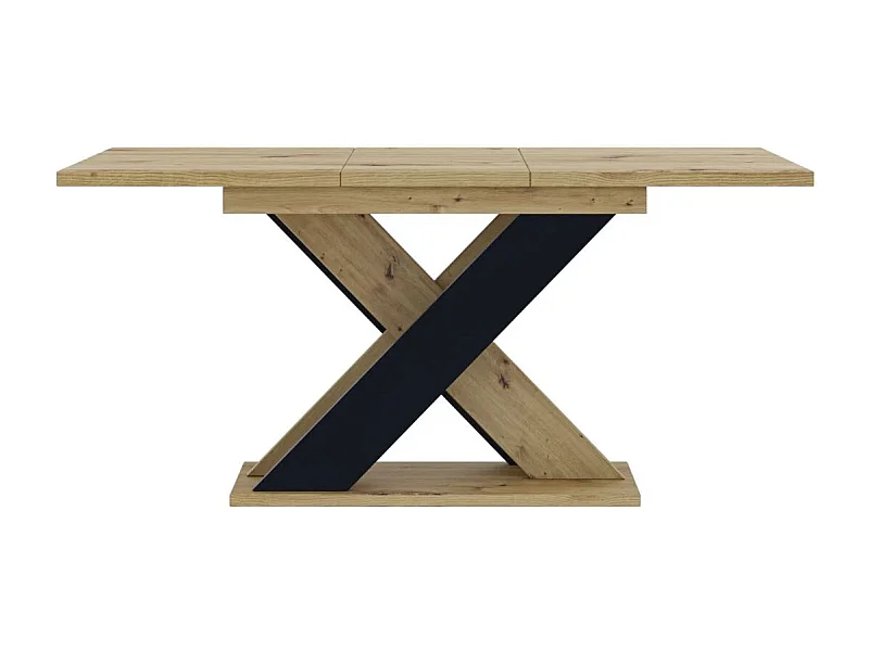 TABLE A MANGER EXTENSIBLE LAOS - BOIS SCIE et NOIR MAT 120 - 160 CM
