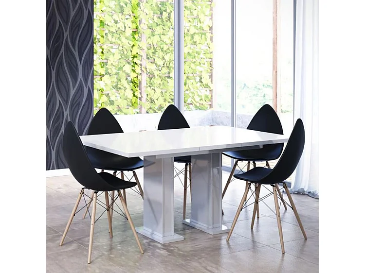 TABLE A MANGER EXTENSIBLE ROSS - BLANC LAQUE 120 - 160 CM