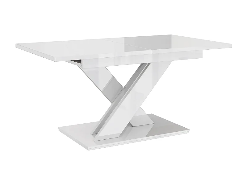 TABLE A MANGER EXTENSIBLE BRUCE - BLANC LAQUE 140 - 180 CM