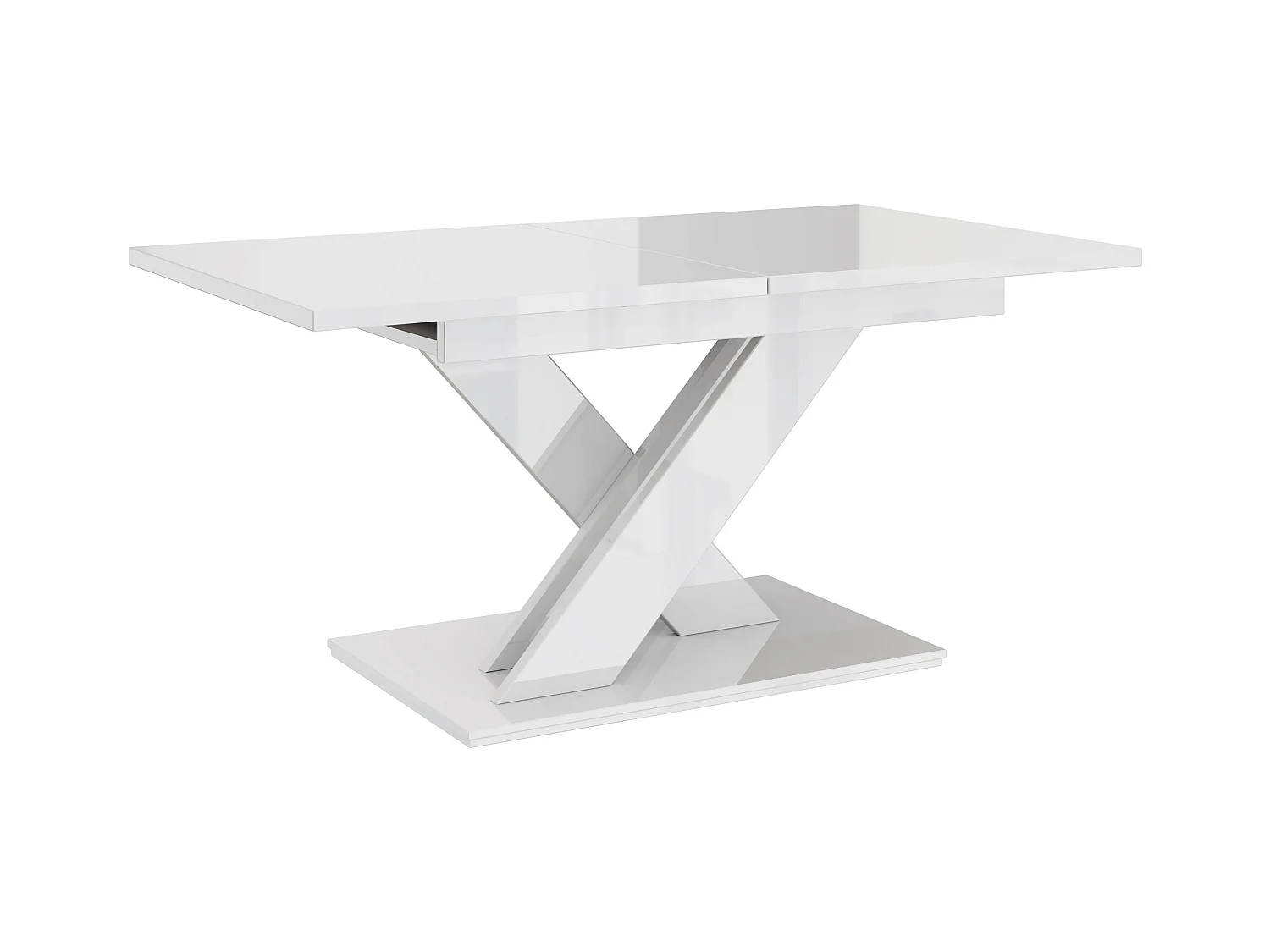TABLE A MANGER EXTENSIBLE BRUCE - BLANC LAQUE 140 - 180 CM