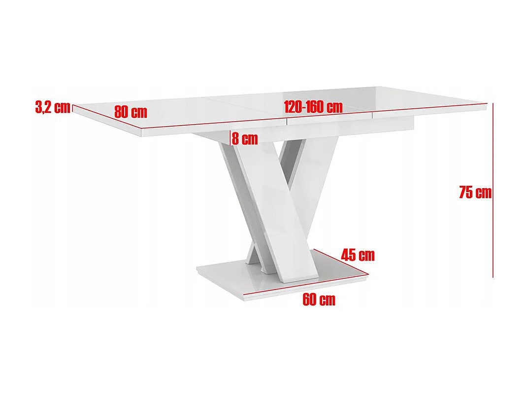 Table à manger extensible Massi - Blanc laqué 120 - 160 cm