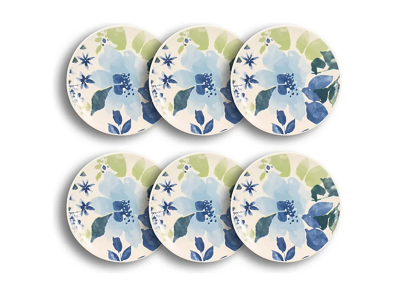 Novastyl - Lot 6 Assiettes A Dessert Bleuet 19cm En Gres