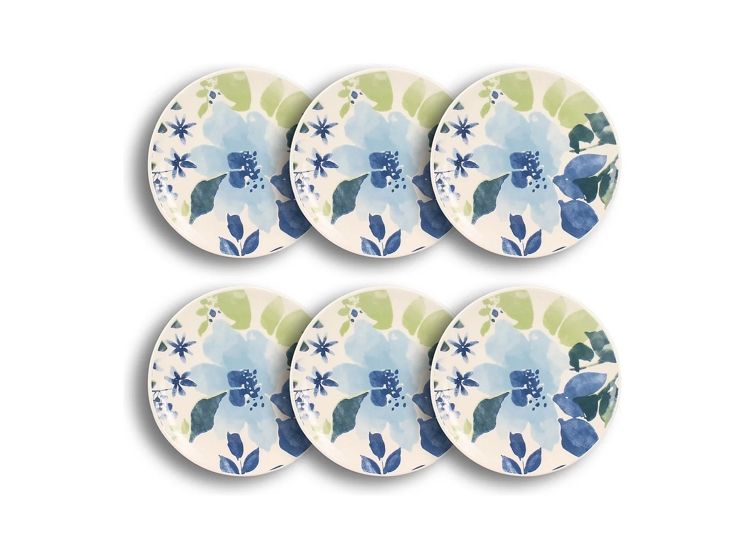 Novastyl - Lot 6 Assiettes A Dessert Bleuet 19cm En Gres