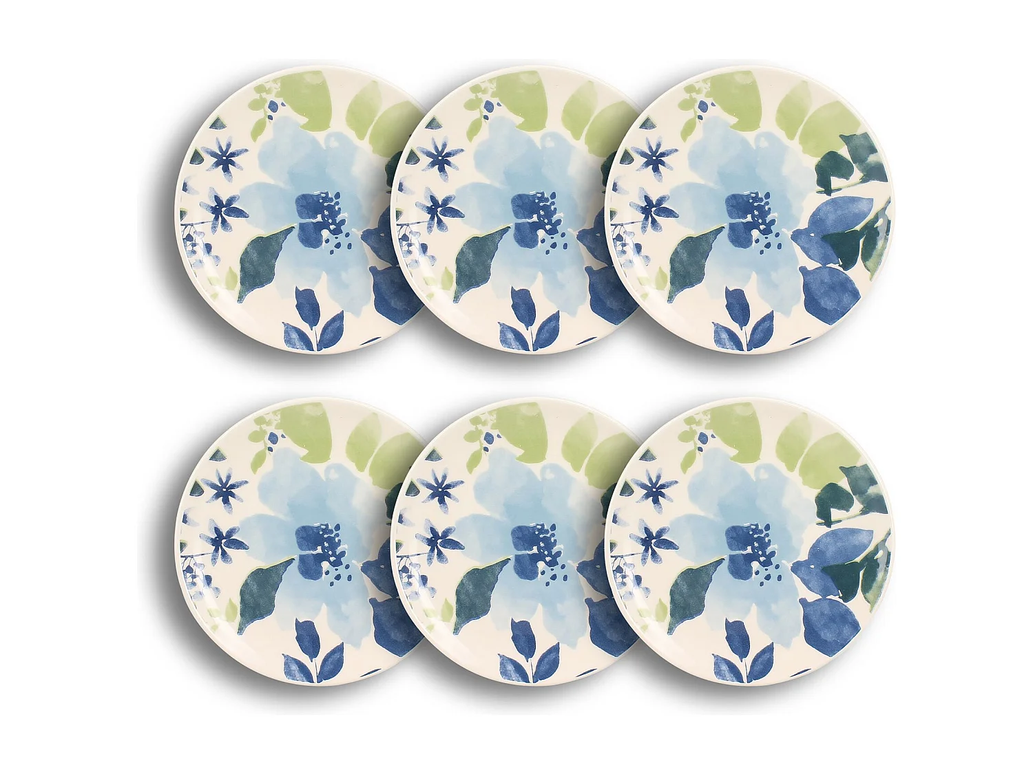 Novastyl - Lot 6 Assiettes à Dessert Bleuet 19cm En Grès