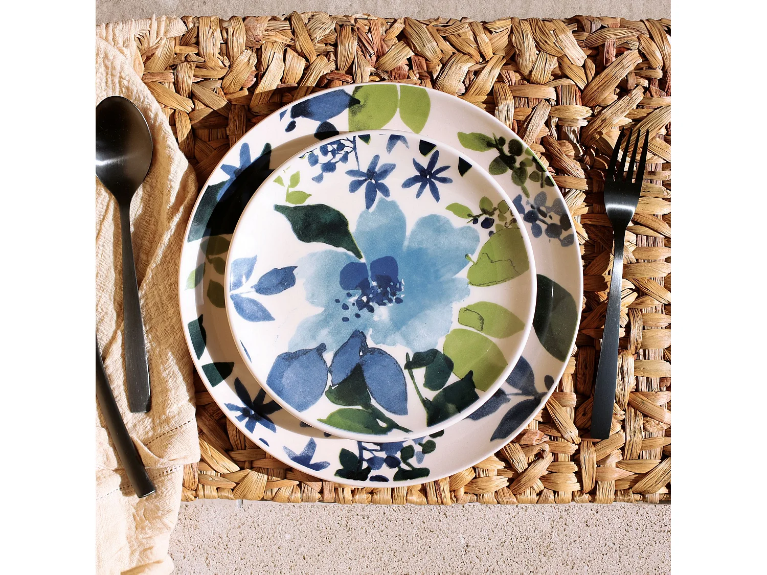 Novastyl - Lot 6 Assiettes à Dessert Bleuet 19cm En Grès