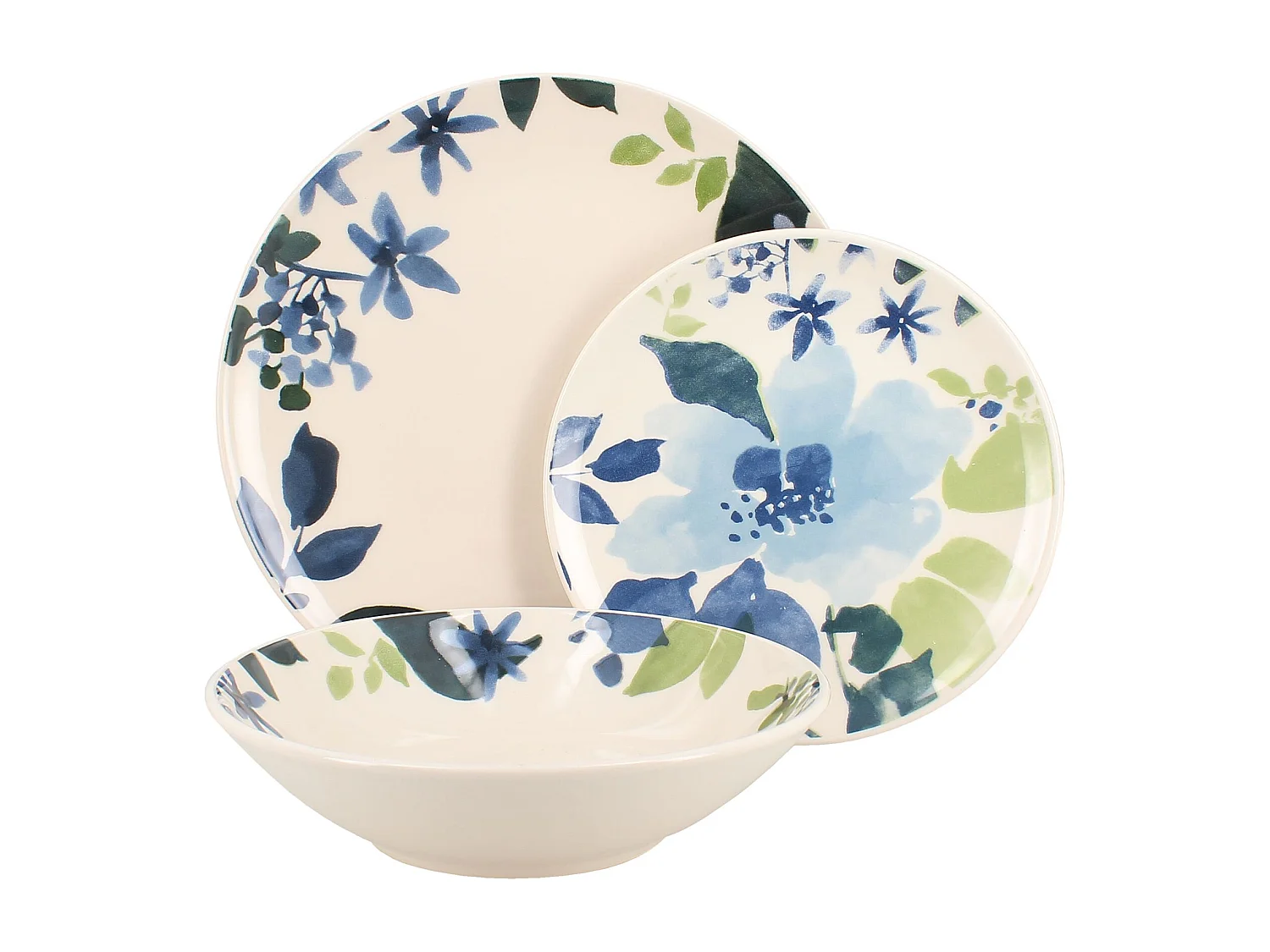 Novastyl - Lot 6 Assiettes à Dessert Bleuet 19cm En Grès
