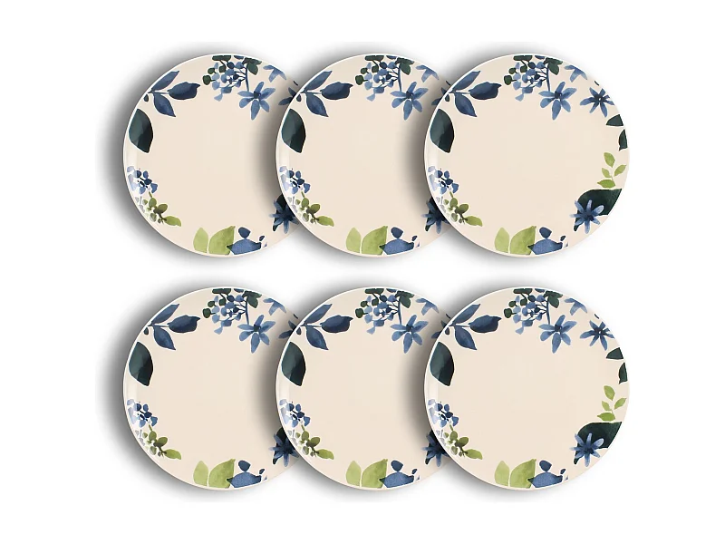 Novastyl - Lot 6 Assiettes Plates Bleuet 26cm En Gres