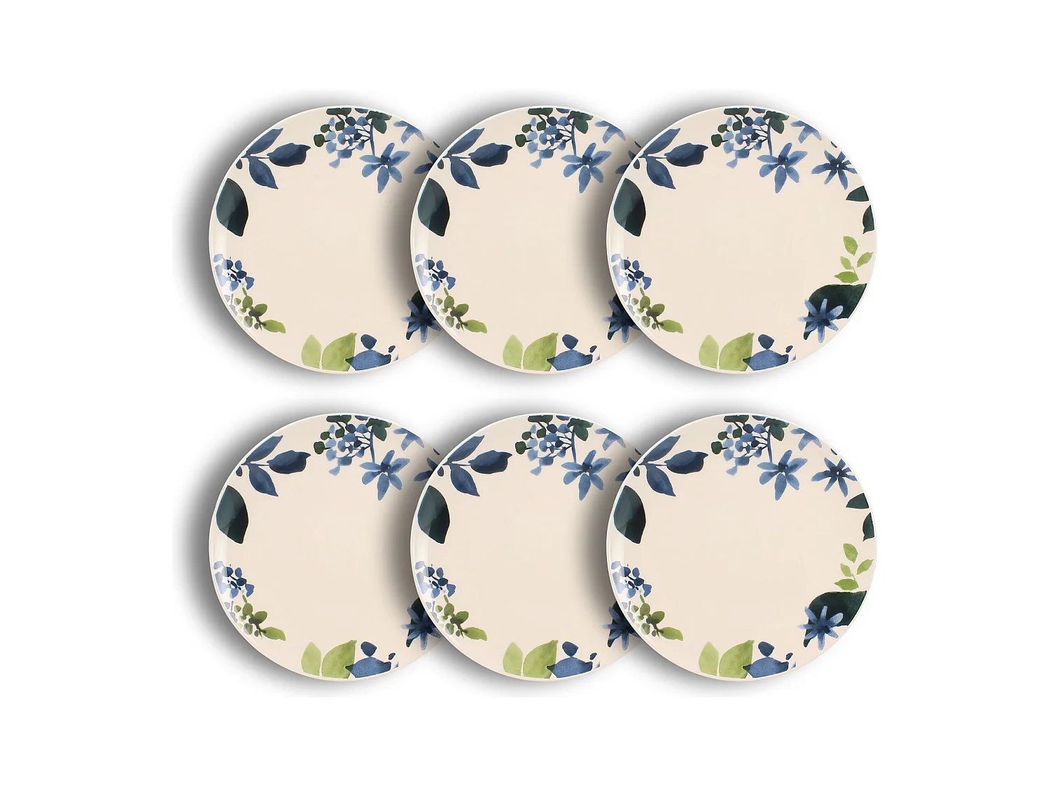 Novastyl - Lot 6 Assiettes Plates Bleuet 26cm En Gres