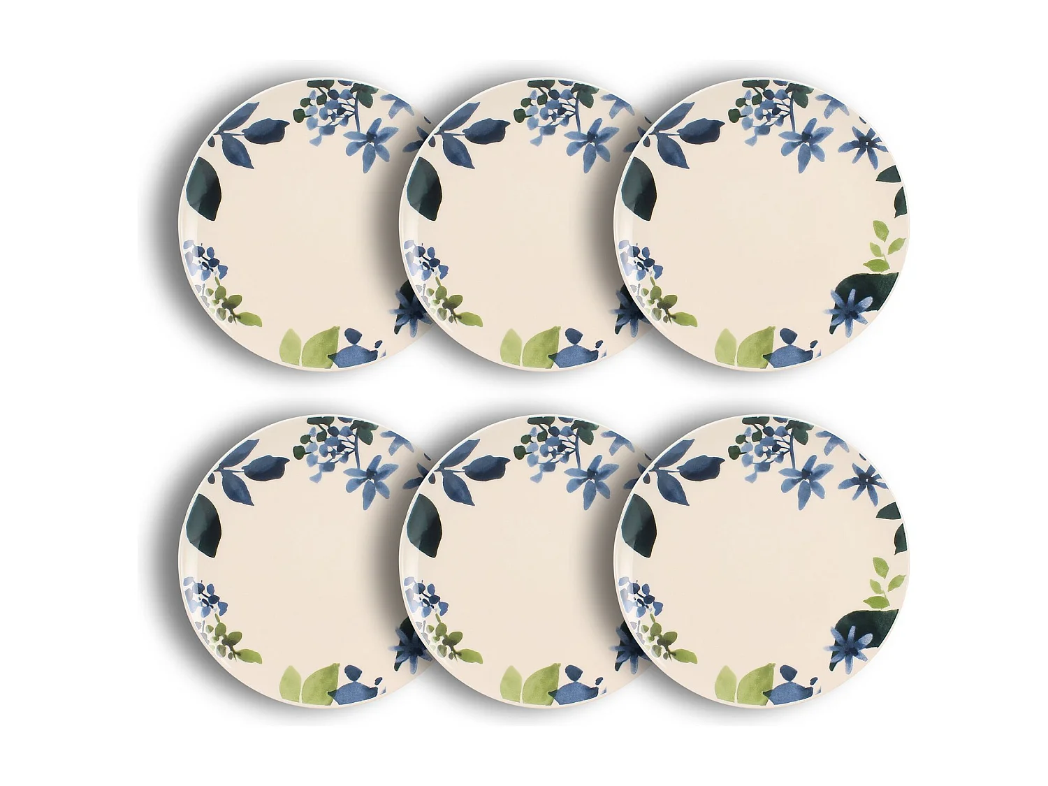 Novastyl - Lot 6 Assiettes Plates Bleuet 26cm En Grès