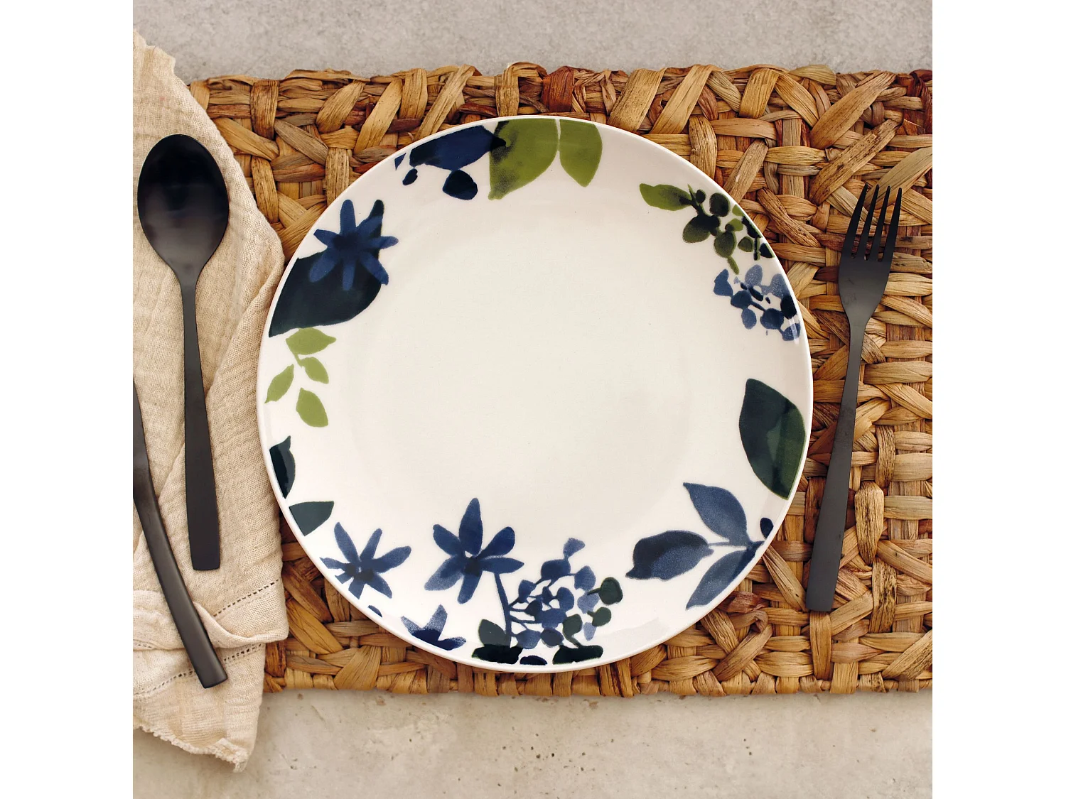 Novastyl - Lot 6 Assiettes Plates Bleuet 26cm En Grès