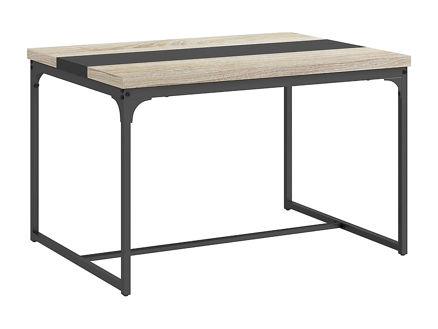 Table salle à manger 6 places - style industriel - dim. 120L x 89l x 75,5H cm - métal noir aspect bois