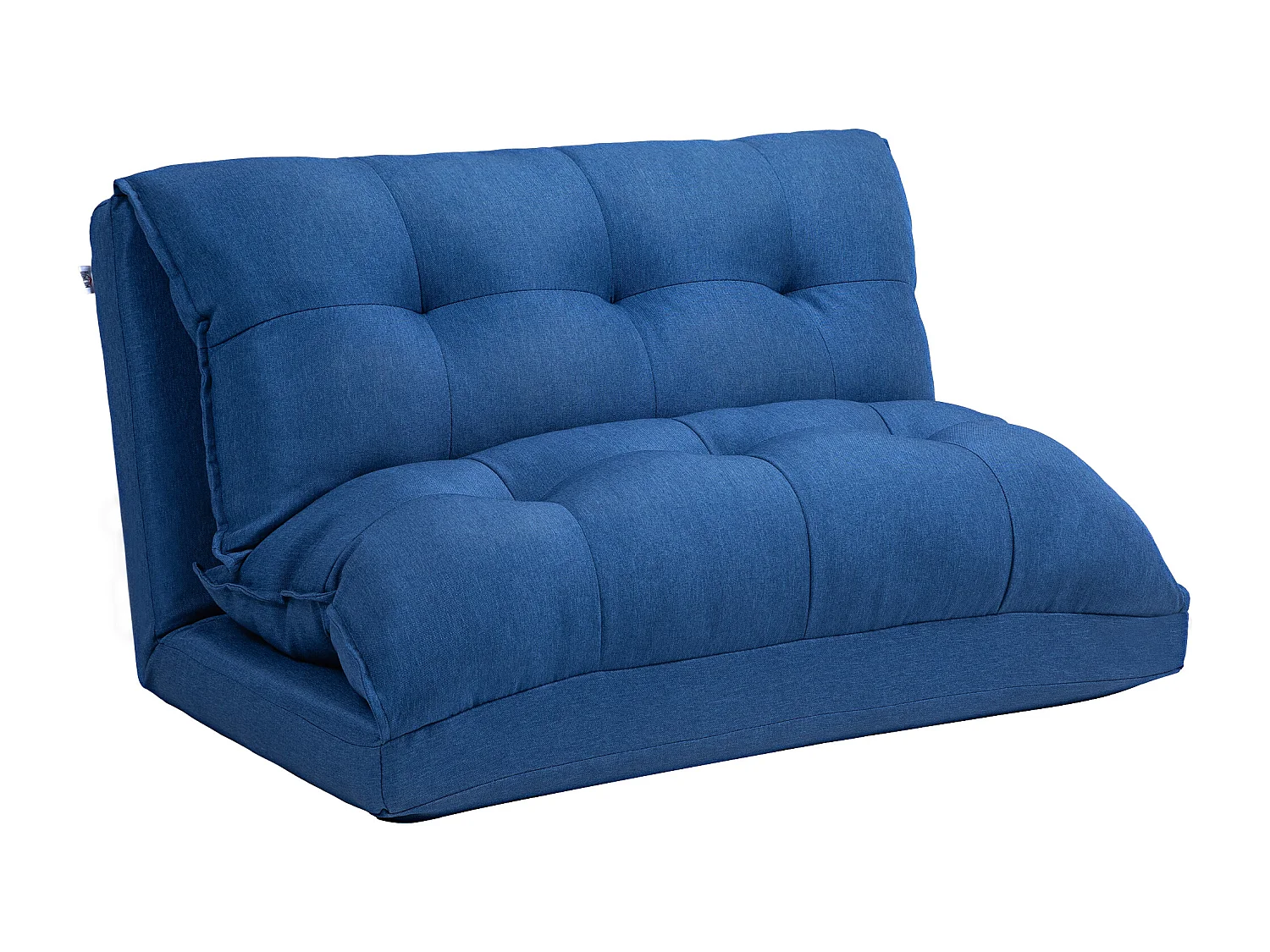 Chauffeuse - matelas d'appoint pliant - fauteuil convertible - inclinaison dossier réglable 13 positions - tissu lin bleu