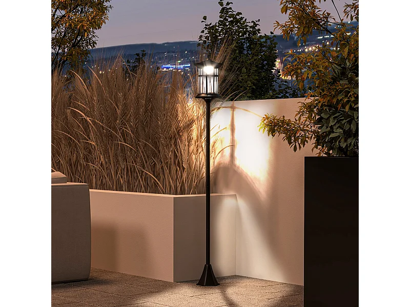 Lampadaire solaire LED extérieur sur pied H. 184 cm noir