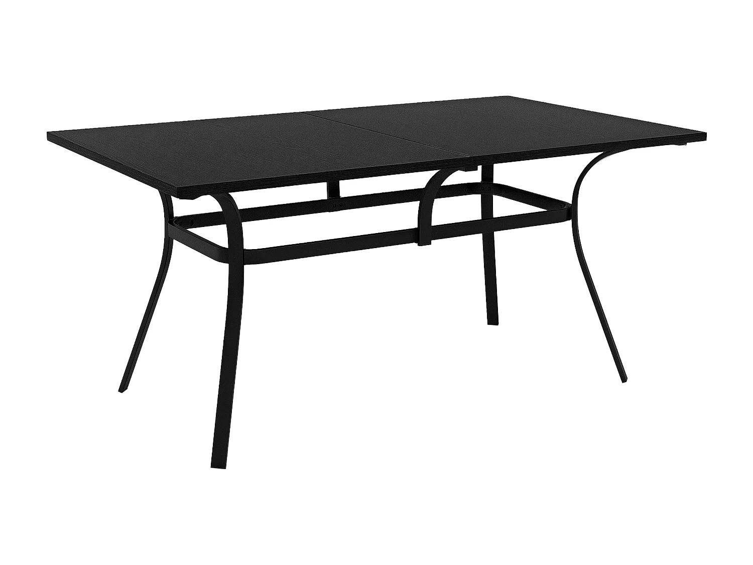 Table de jardin rectangulaire 6 personnes acier plateau aspect bois noir