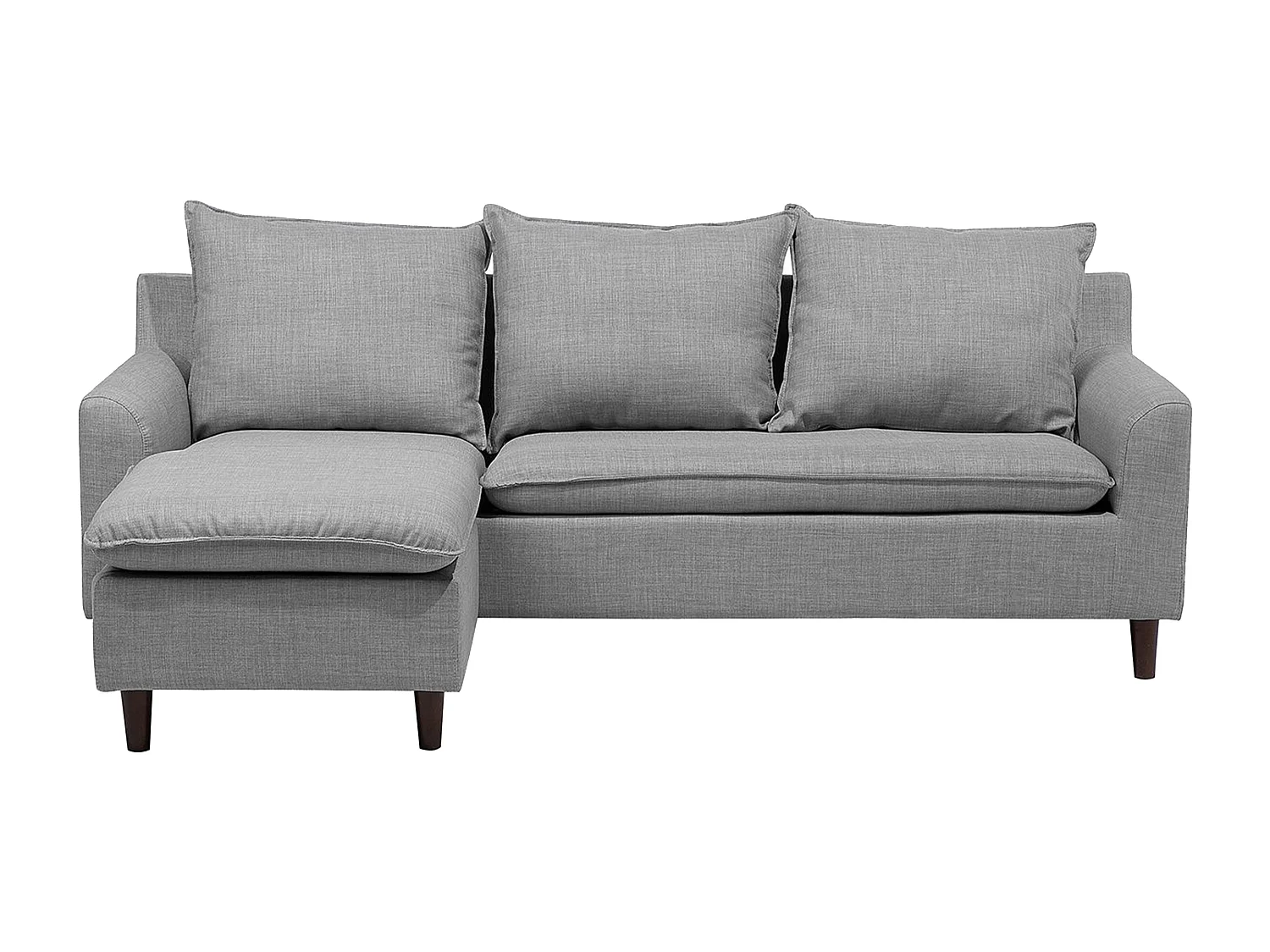 Canapé d'angle ELVENES Tissu Gris clair 3 places Côté droit