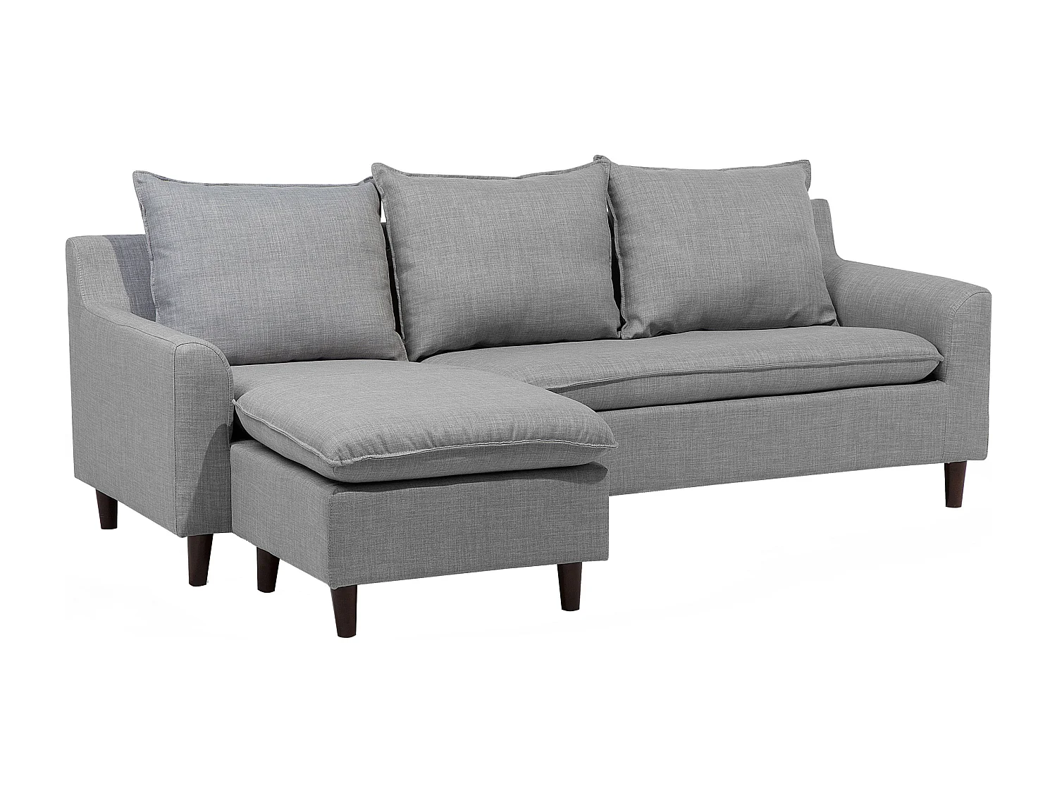 Canapé d'angle ELVENES Tissu Gris clair 3 places Côté droit