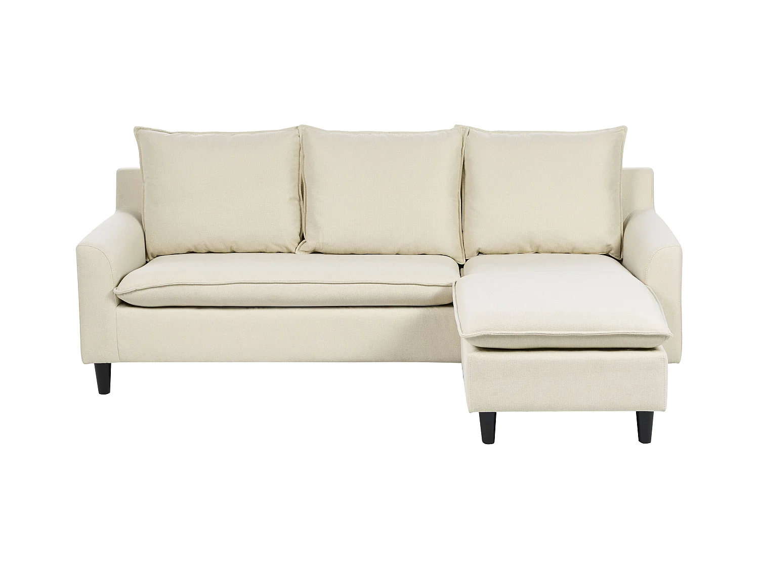 Canapé d'Angle à droite Moderne en Tissu Pieds en Bois Massif Beige Elvenes